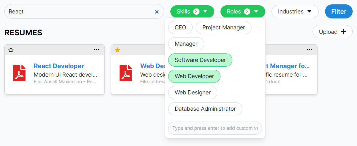upload resume